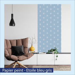 Papier peint repositionnable - Art Déco bleu foncé ou bleu gris (au choix)