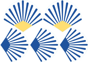 Stickers repositionnables - éventails bleu et jaune