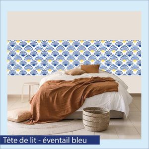 Tête de lit repositionnable Art Déco bleu et jaune
